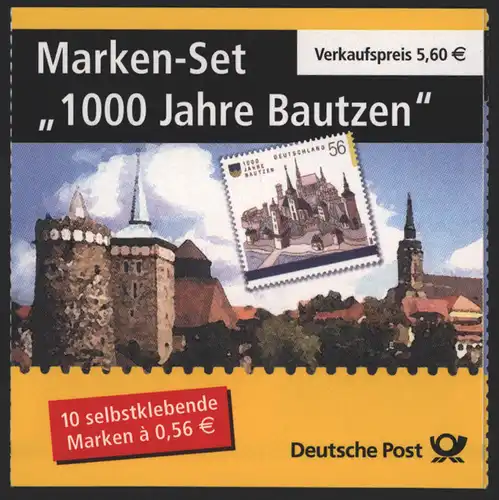 Bund Markenheftchen MH 48 a 1000 Jahre Bautzen 2002 Ersttagsstempel FRANKFURT