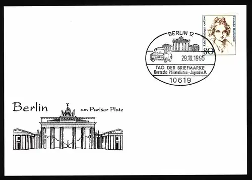 Bund Karte FDC Motiv Brandenburger Tor Auto Tag der Briefmarke SST Berlin 1995