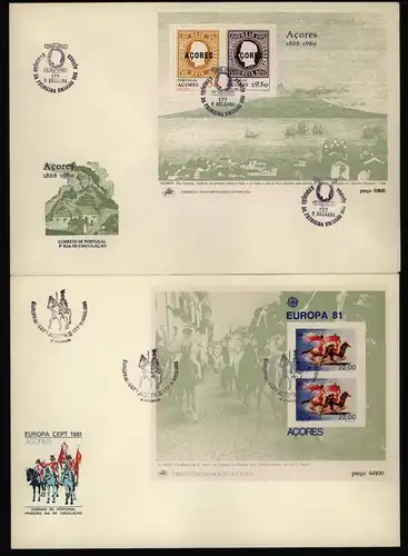 Portugal Azoren Block 1 bis 3 Europa CEPT 1980-1982 auf FDC Ersttag