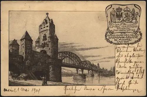 Ansichtskarte Mainz Einweihung Neue Eisenbahnbrücke 1. Mai 1904 Rheinland-Pfalz