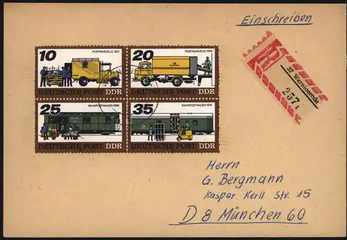 DDR R - Brief 2299-2302 Zusammendruck Präge - Motiv Post Wernigerode München