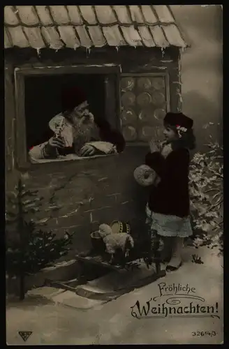 Anischtskarte Nikolaus Weihnachtsmann Spielzeug Weihnachten roter Mantel  Wedel 