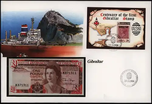 Geldschein Banknote Banknotenbrief Gibraltar Schein 1 Pound 1983 
