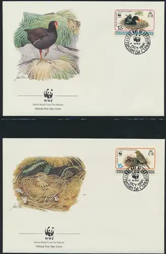 WWF Tristan da Cunha 513-516 Vögel Teichhuhn und Ammer kpl. Kapitel bestehend
