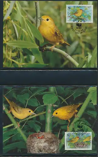 WWF Barbados 770-773 Tiere Vögel Goldwaldsänger kpl. Kapitel bestehend