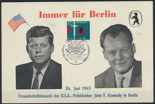 Bund historischer Sonderbeleg Kennedy Brandt Berlin 1963 Politik Geschichte