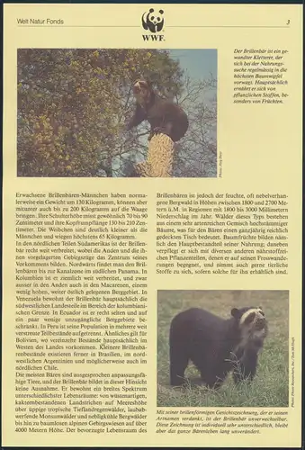 WWF Bolivien 1137-1140 Der Brillenbär kpl. Kapitel bestehend
