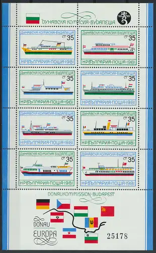 Bulgarien Block 112 u. 116** - Europäische Donaukommission Schiffe Flaggen  
