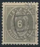Island 7 B gestempelt - 6 Aurar Freimarke Ziffern mit Krone 1876