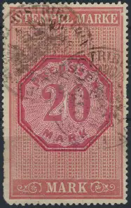 Preussen Stempelmarke 20 Mark gestempelt