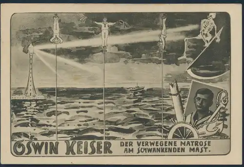 Ansichtskarte Oswin Keiser Der verwegene Matrose am schwankenden Mast Seepost 