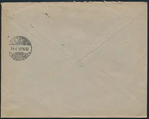 Deutsches Reich Brief R-Brief 154 IIa Lucka nach Dresden 24.10.1921