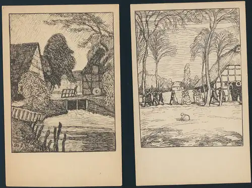 Ansichtskarten Lot Künstler Otto Modersohn Jugendstil Art Nouveau Verlag Heyder 