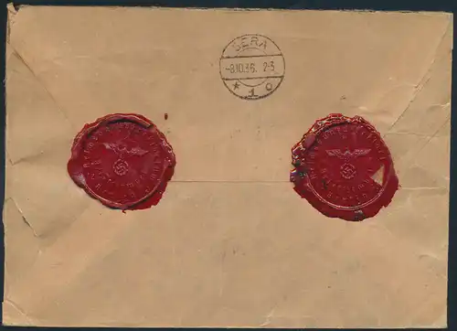 Deutsches Reich Brief Wertbrief MIF 514+528 Berlin nach Gera mit wunderbar er -