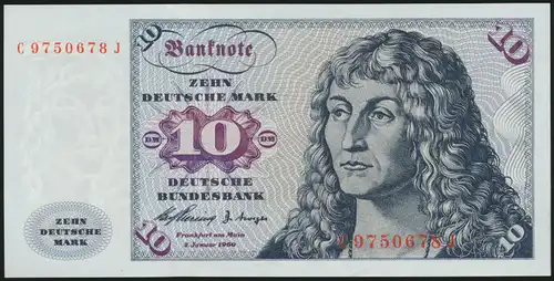 Geldschein Banknote Bund Ro 263 a 10 Deutsche Mark 2.1.1960 unz