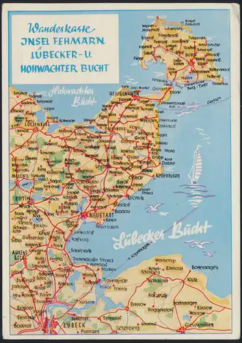 Ansichtskarte Wanderkarte Kartographie Insel Fehmarn Lübecker Bucht Hohwachter 