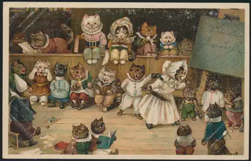Ansichtskarte Katzen Schule Verlag Theo Stroefer Elberfeld n. Burscheid 1903