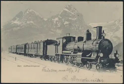 Ansichtskarte Eisenbahn Gotthard Express ab Fluelen Schweiz nach Chrimmitschau