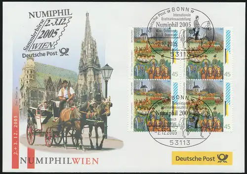Motiv Philatelie Bund Brief Viererblock 2494 Tradition Numiphil Österreich Wien