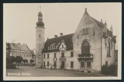 Ansichtskarte Deutsch Aicha Geschäft Passanten Český Dub Sudeten Tschechien