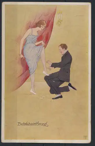 Ansichtskarte Jugendstil Art Nouveau Damen Frauen Mode Erotik Künstler sign. 