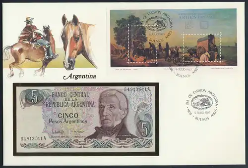 Geldschein Banknote Banknotenbrief Argentinien 1985 schön und exotisches Motiv  