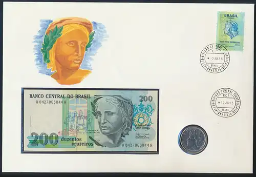 Geldschein Banknote Banknotenbrief Brasilien 1995 schön und exotisches Motiv  