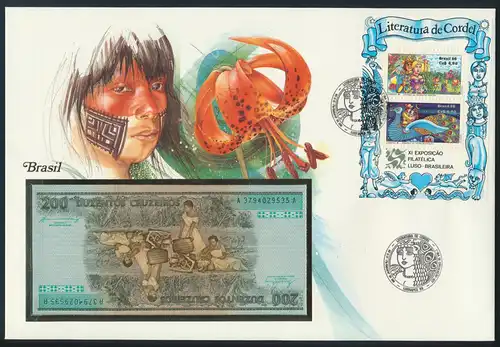 Geldschein Banknote Banknotenbrief Brasilien 1986 schön und exotisches Motiv  