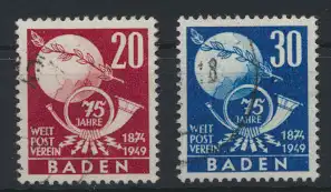 Franz. Zone Baden 56-57 UPU Weltpostverein gestempel Kat.-Wert 25,00 