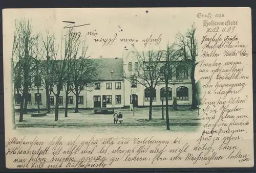 Ansichtskarte Hohenwestedt Landwitschaftliche Schule nach Eddelak 1903