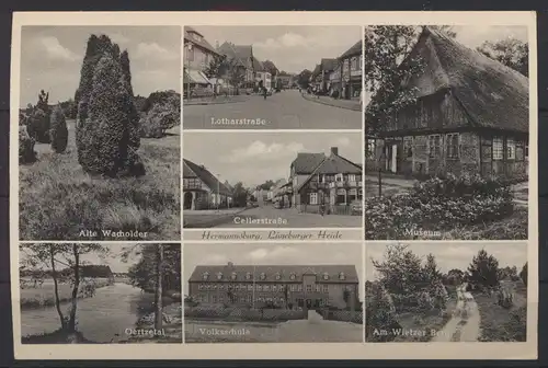 Ansichtskarte Hermannsburg Lüneburger Lotharst. Volksschule Museum Oerzetal