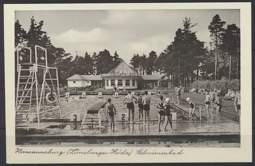 Ansichtskarte Hermannsburg Lüneburger Schwimmbad Badeanstalt 