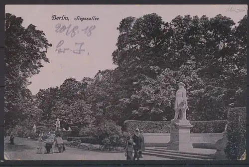 Ansichtskarte Berlin Siegesalle per Feldpost nach Friedrichsort 20.8.1917 
