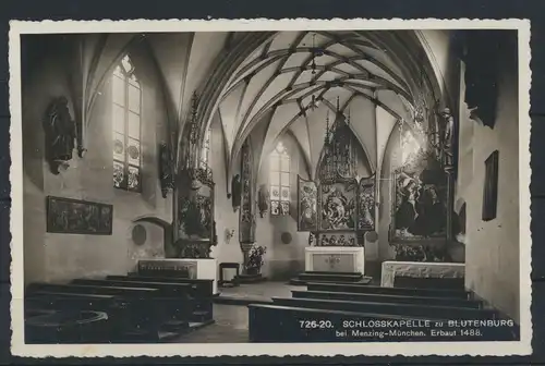 Ansichtskarte Schloßkapelle Blutenburg Menzing München Fahnenstempel Dt. Reich 