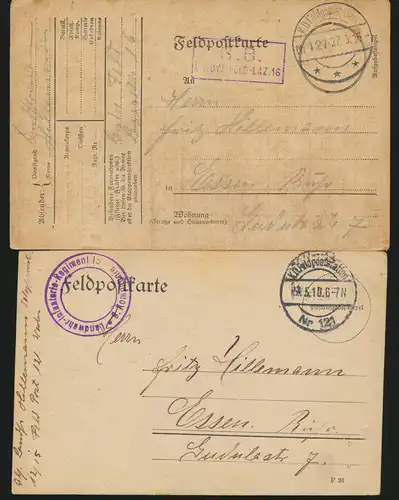 11 Feldpost Ansichtskarten Regiment 15 alle handgemalt I. Weltkrieg nach Essen