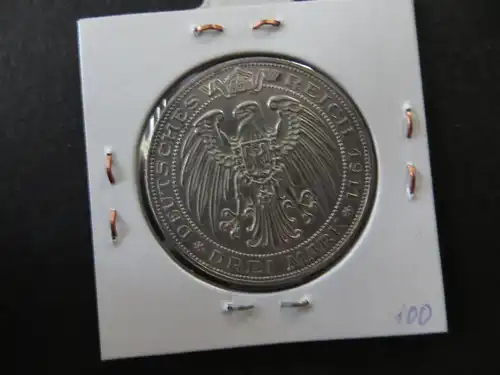 Münze Deutsches Reich Silber Preussen 1911 3 Mark Universität Breslau vz J 108