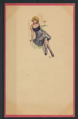 5 Künstler Ansichtskarten Jugendstil Art Nouveau Erotik Frauen sign. Fredy