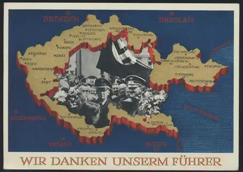 D. Reich Ganzsache 3. Reich P275 ST Reichenbach Sudetenland Wahl + Bekenntnistag