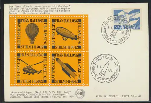 Air mail letter Flugpost Schweden mit Zusammendruck Vignette Zeppelin Ballon 