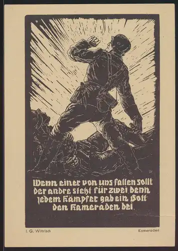 Reich 2 Weltkrieg selt Künstlerkarte sign IG Wittrisch Feldpost Kunst der Front 