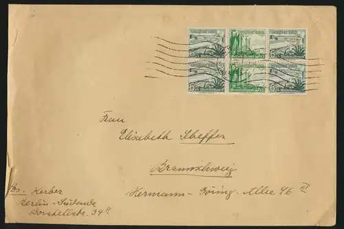 D. Reich Zusammendruck Brief WHW Schiffe 2x 6 + 5 + 6 Berlin Braunschweig