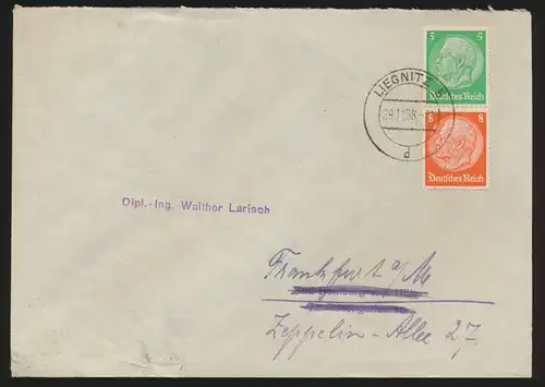 Deutsches Reich Brief Zusammendruck Hindenburg Liegnitz Schlesien Bad Homburg