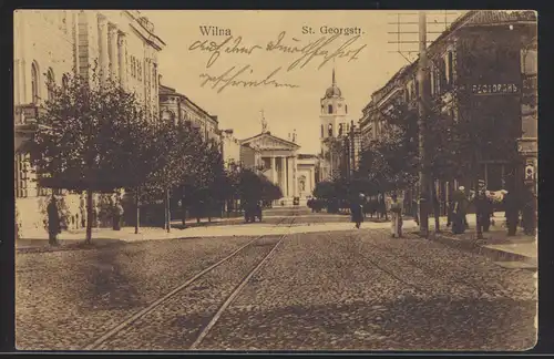 Foto Ansichtskarte Wilna Vilnius St. Georgstraße Felpost I. Welkieg Litauen 1916