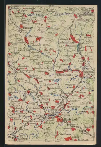 Ansichtskarte Tschechien Landkarte Kartographie Bärringen Abertham Böhmen Wona  