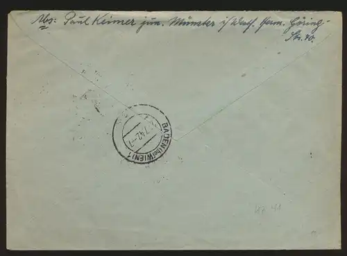 Reich Zusammendruck R Brief KZ 41 Münster n Baden bei Wien Österreich selt Frank
