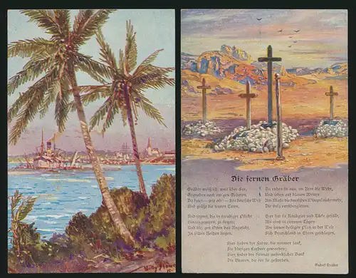 Ansichtskarte Kolonien Kolonialkriegerdank Lot von 4 Karten Armee Marine Polizei