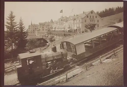 Eisenbahn Foto Ansichtskarte H 2-3 Dampfzahnradlokomotive Vitznau Rifibahn 1913