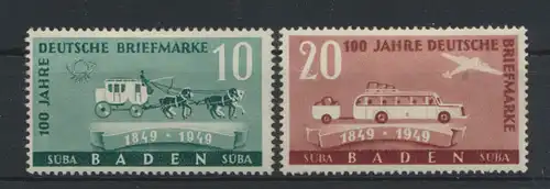 Franz. Zone Baden 100 Jahre Briefmarken 54-55  ungebraucht Kat.-Wert 7,00