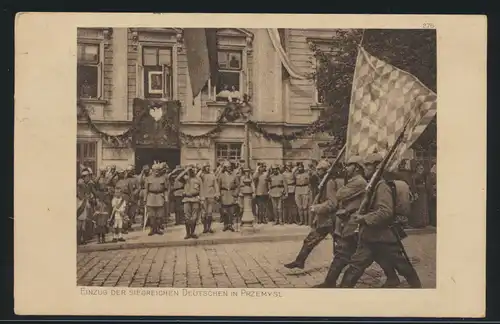 Ansichtskarte Przemysl Galizien Polen Einzug der siegreichen deutschen Truppen 