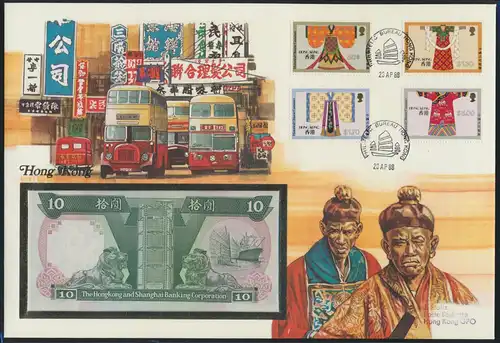 Geldschein Banknote Banknotenbrief Hong Kong Asia 10 Dollar Auto Bus exotisches 
